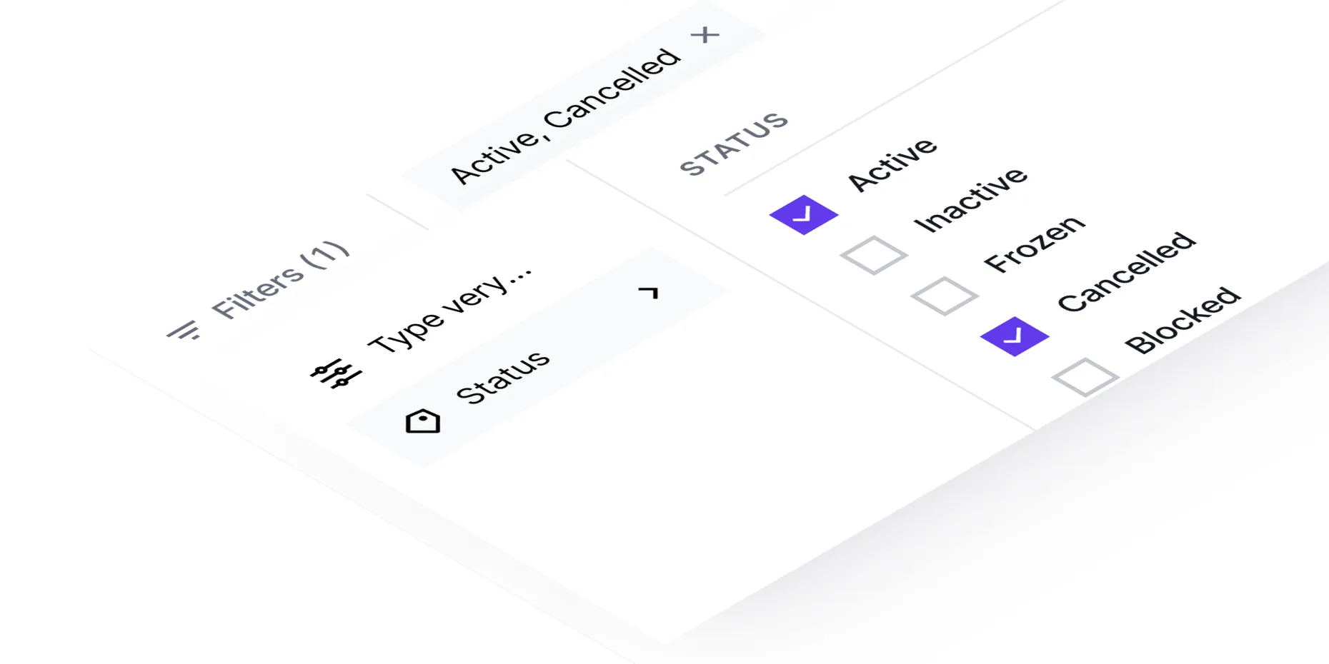 Filters drop down menu showing a list of filters. Some are active and some are not.